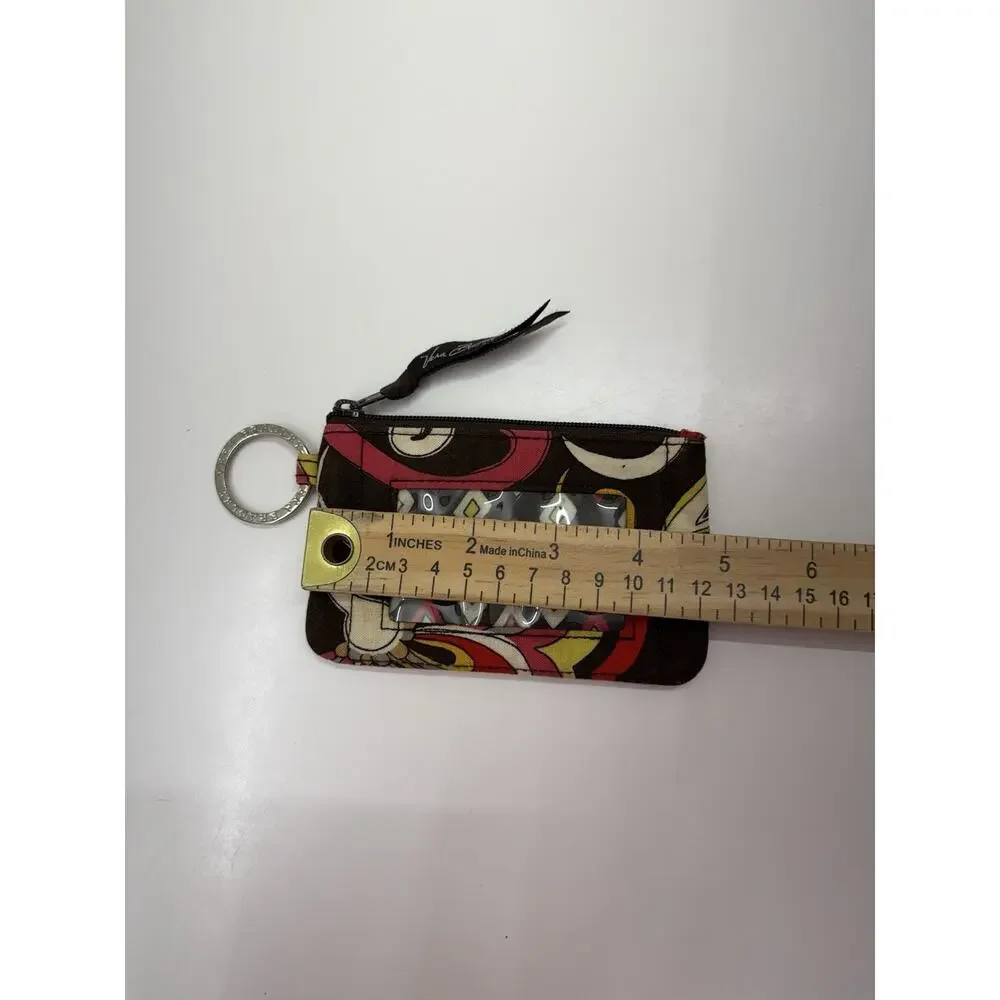 Vera Bradley Zip ID Wallet Brown Floral Rectangular Quilted Key Ring - Picture 6 of 8